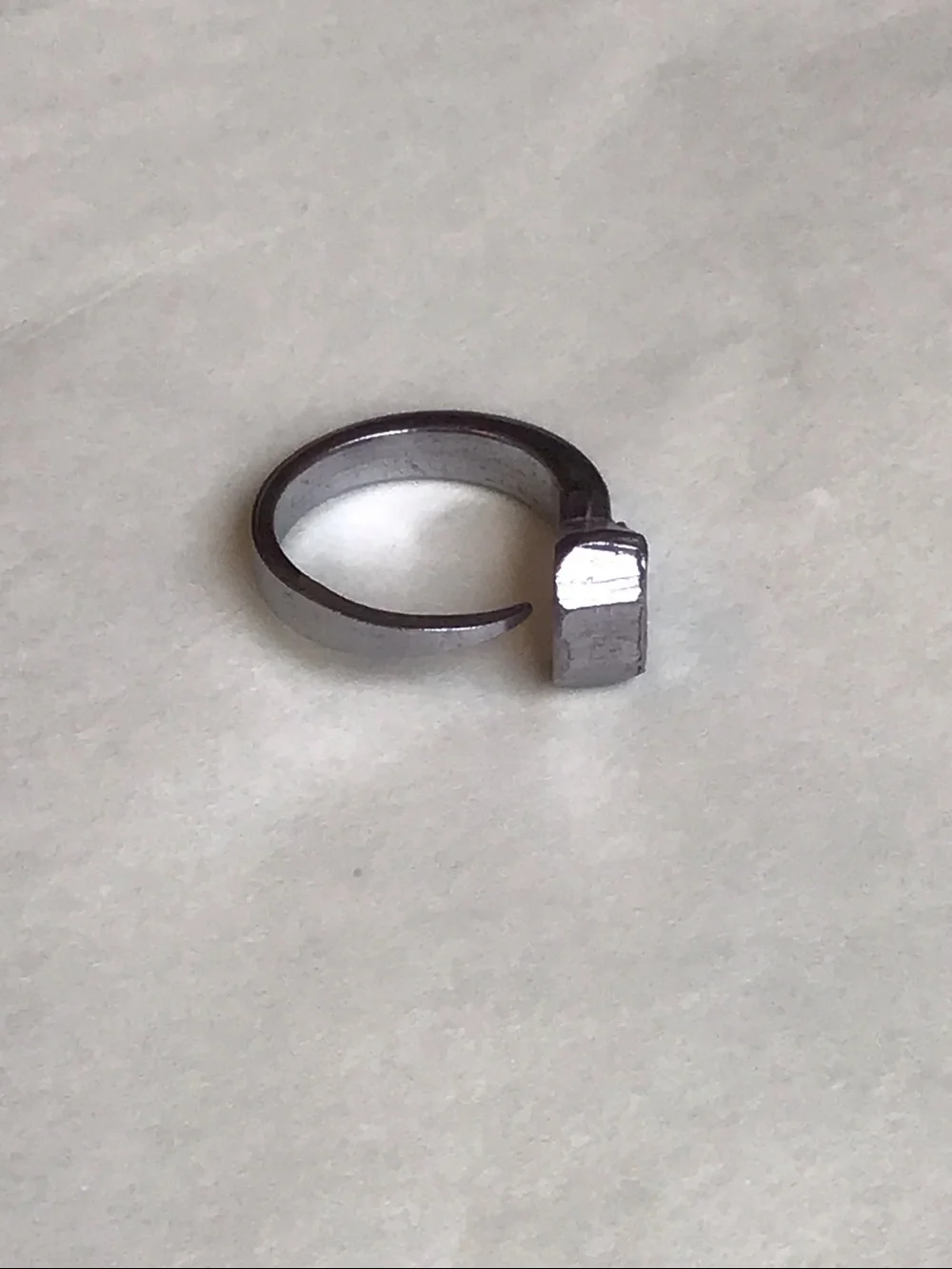 Vintage Nail Ring, Silver-toned